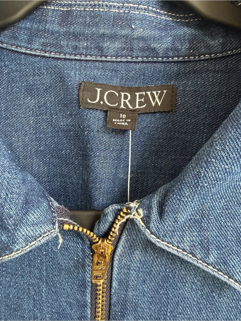 J.Crew Denim Utility Shirt Dress Zip Front Tie Waist Size 10 NWT $178